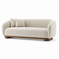 3-Sitzer-Sofa mit strukturiertem Textilbezug und Holzsockel, Creme/Braun, 230 x 95 x 75 cm