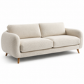 Modernes 3-Sitzer-Sofa aus cremefarbenem Strukturstoff mit braunen Holzfüßen, 220 x 92 x 85 cm
