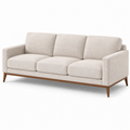 Modernes 3-Sitzer-Sofa aus Strukturstoff in Beige mit braunem Holzgestell, 220 x 90 x 82 cm