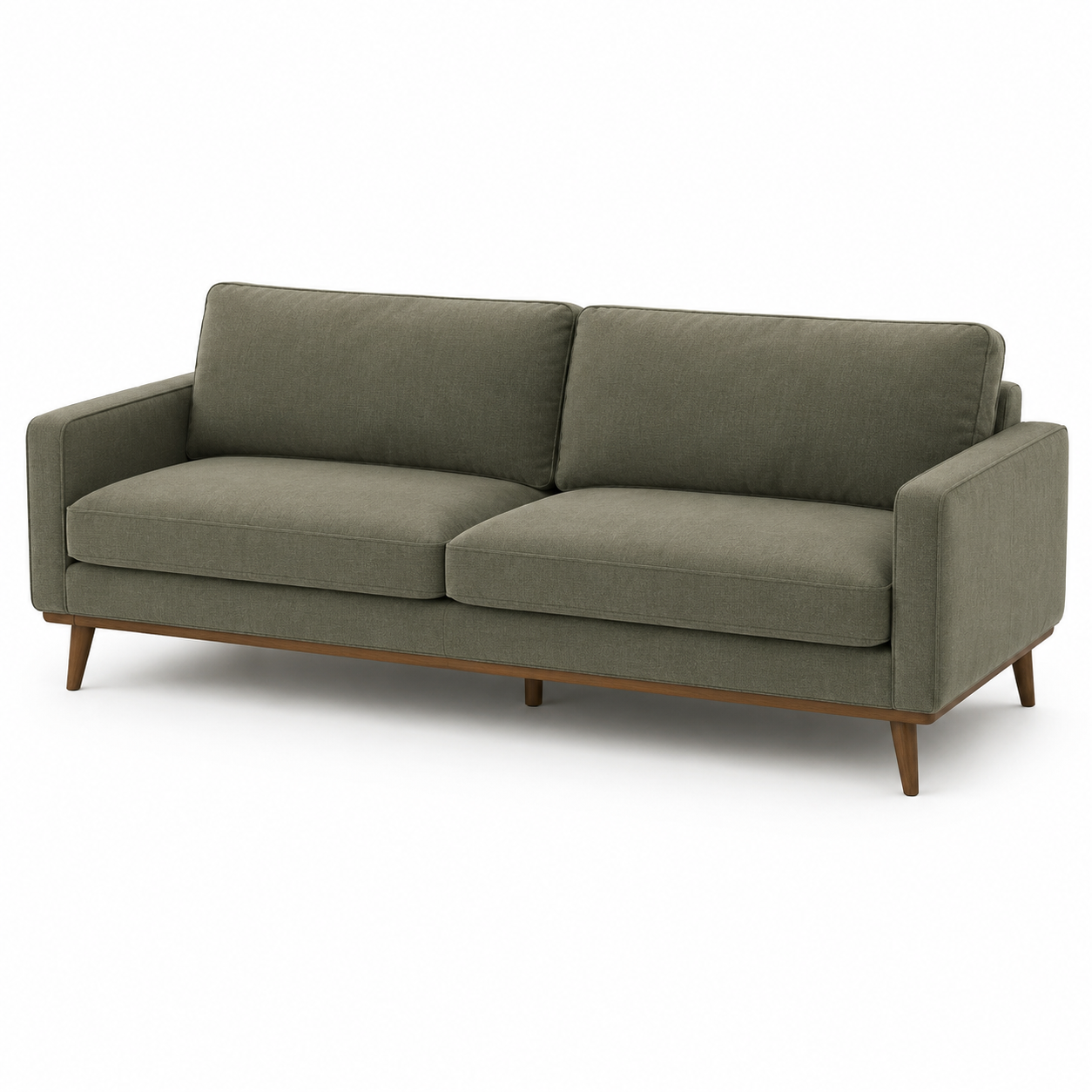 3-Sitzer-Sofa im Mid-Century-Stil, Olivgrün/Braun, 220 x 88 x 82 cm
