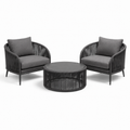 3-teiliges Gartenmöbel-Set mit 2 Polstersesseln 80 x 78 x 78 cm und rundem Tisch Ø 75 x 40 cm, Anthrazit/Grau