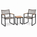 3-teiliges Gartenmöbel-Set mit 2 Stühlen 58 x 61 x 84 cm und Tisch 45 x 45 x 45 cm, Grau/Schwarz/Natur
