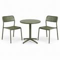 3-teiliges Gartenmöbel-Set in Olivgrün – Tisch Ø 70 x 74 cm und 2 Stühle 52 x 55 x 82 cm