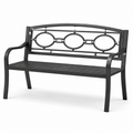 Schwarze Gartenbank aus Metall, 127 x 60 x 85 cm, Zweisitzer mit Armlehnen für Garten, Terrasse und Balkon