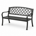 Metall-Gartenbank mit dekorativer Rückenlehne, Schwarz, 127 x 60 x 87 cm