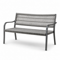 Moderne Gartenbank aus Metall und Seilgeflecht mit Armlehnen, Grau/Anthrazit, 150 x 60 x 86 cm