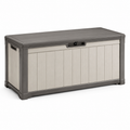 Gartenbox aus Kunststoff mit Klappdeckel, 145 x 70 x 60 cm, Grau/Beige, wetterbeständig
