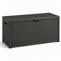 Garten-Aufbewahrungsbox in Anthrazit, 120 x 55 x 60 cm, Kunststoff in Rattanoptik mit Klappdeckel