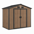 Metall-Gartenhaus 257 x 205 x 202 cm, Braun/Schwarz in Holzoptik, mit Doppeltür und Belüftung