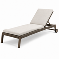 Verstellbare Gartenliege mit Rollen und Polsterauflage, 200 x 70 x 95 cm, Beige/Braun