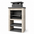 Grillkamin aus Beton und Stahl mit Grillrost und zwei Ablagefächern, 90 x 58 x 190 cm, Beige/Anthrazit/Schwarz