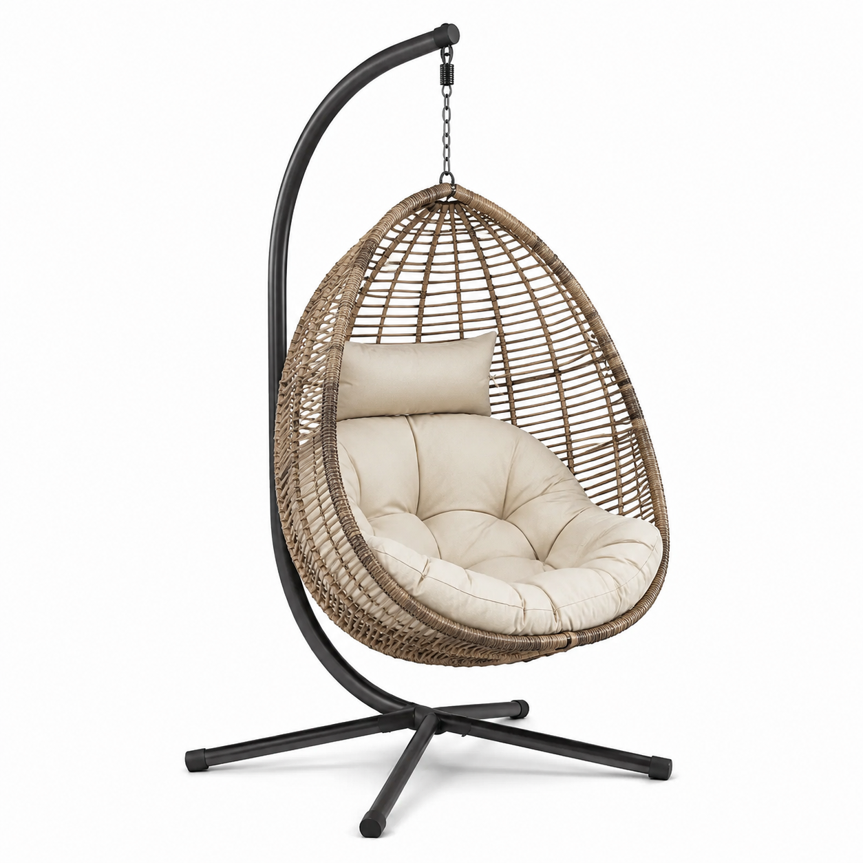Freistehend mit Stahlgestell und Polsterauflage, 105 x 105 x 195 cm, Braun/Creme/Schwarz
